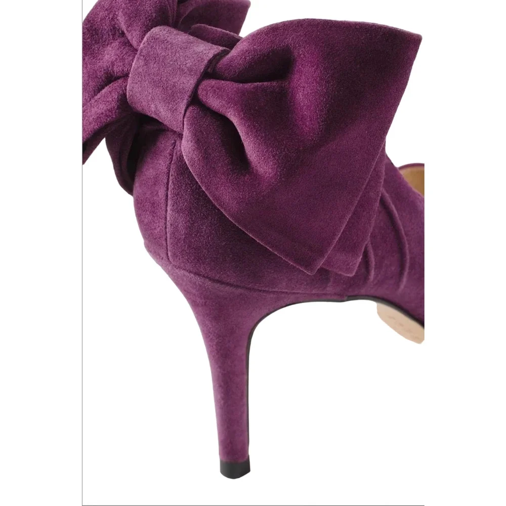 NEW WHITE HOUSE BLACK MARKET PURPLE CALLIE SUEDE BOW HIGH HEELS PUMPS SZ 9 - Picture 16 of 16